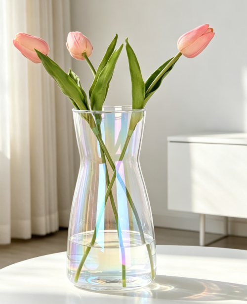 Iridescent Glass Vase for Home Decor